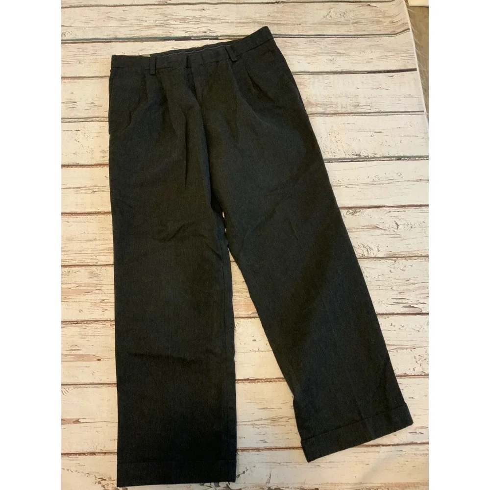 Dockers Stain Defender Pleated Trousers Mens W34 L29 Black Cuffed Straight Pants